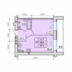 Квартира 45,4 м², 1-комнатная - изображение 3