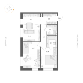 Квартира 61,2 м², 3-комнатная - изображение 1