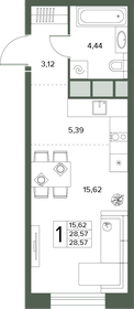 Квартира 28,6 м², 1-комнатная - изображение 1