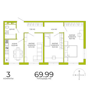 Квартира 70 м², 3-комнатная - изображение 1