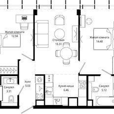 Квартира 62,6 м², 2-комнатная - изображение 3