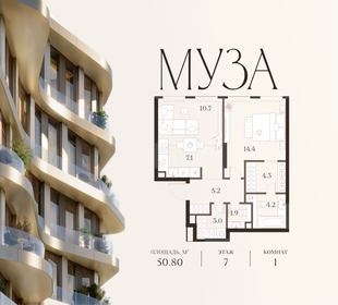 Квартира 50,8 м², 1-комнатная - изображение 1