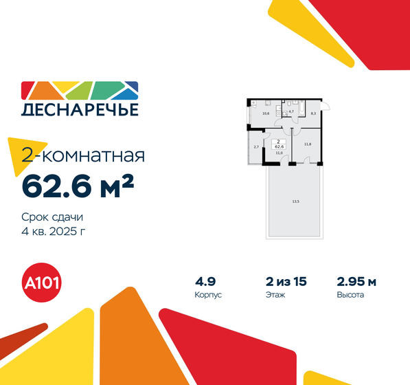 55 м², 2-комнатная квартира 12 000 000 ₽ - изображение 74