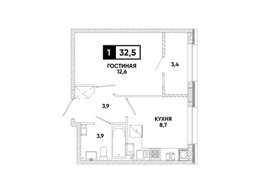 Квартира 32,5 м², 1-комнатная - изображение 1
