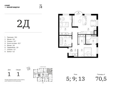 Квартира 70,5 м², 2-комнатная - изображение 1