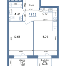 Квартира 43 м², 1-комнатная - изображение 4