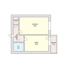 Квартира 43,3 м², 1-комнатная - изображение 2