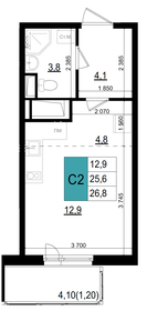 Квартира 26,8 м², студия - изображение 1