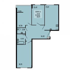 Квартира 86,9 м², 3-комнатная - изображение 1