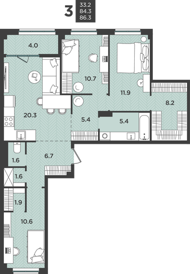 96 м², 4-комнатная квартира 8 500 000 ₽ - изображение 82