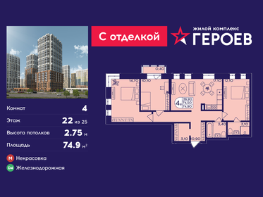 Квартира 74,9 м², 4-комнатная - изображение 1