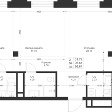 Квартира 96,6 м², 2-комнатная - изображение 2