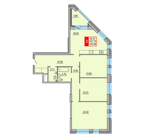 Квартира 105,6 м², 3-комнатная - изображение 1