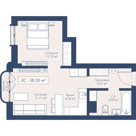 Квартира 38,4 м², 1-комнатная - изображение 1