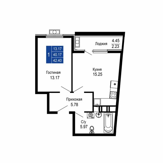 42,4 м², 1-комнатная квартира 8 480 000 ₽ - изображение 24