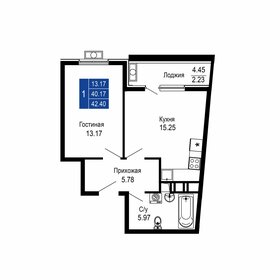 Квартира 42,4 м², 1-комнатная - изображение 1