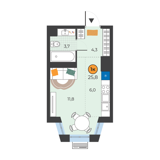 25,9 м², квартира-студия 4 530 000 ₽ - изображение 36