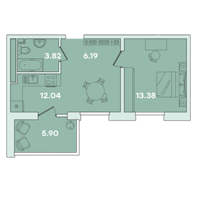 Квартира 41,3 м², 1-комнатная - изображение 1