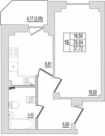 Квартира 37,4 м², 1-комнатная - изображение 1