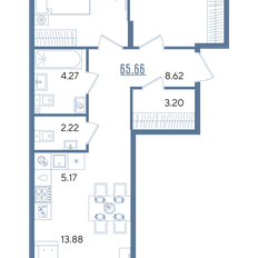 Квартира 65,7 м², 2-комнатная - изображение 2