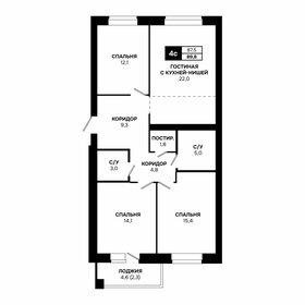 Квартира 89,8 м², 4-комнатная - изображение 1