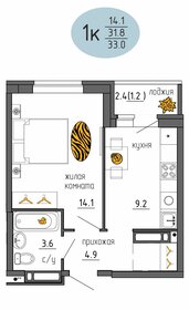 Квартира 33 м², 1-комнатная - изображение 1