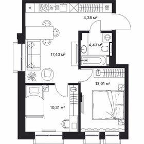 Квартира 48,5 м², 2-комнатная - изображение 1