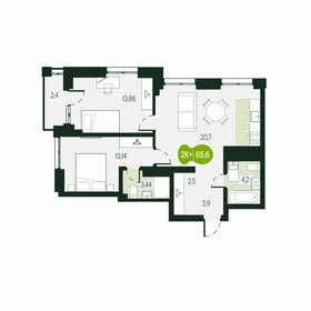 Квартира 65,7 м², 3-комнатная - изображение 1