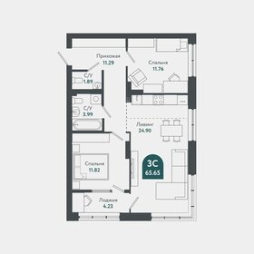 Квартира 64,7 м², 3-комнатная - изображение 1
