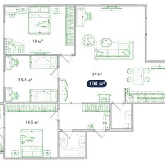 Квартира 104,5 м², 4-комнатная - изображение 2