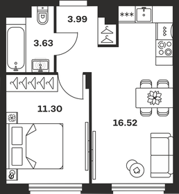 Квартира 35,4 м², 1-комнатная - изображение 1