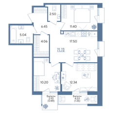 Квартира 71,7 м², 3-комнатная - изображение 2