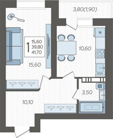 Квартира 41,7 м², 1-комнатная - изображение 1