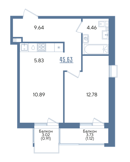 43,6 м², 1-комнатная квартира 10 041 049 ₽ - изображение 39