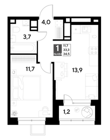 Квартира 34,5 м², 1-комнатная - изображение 1