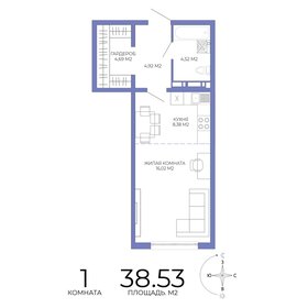 Квартира 38,5 м², 1-комнатная - изображение 1