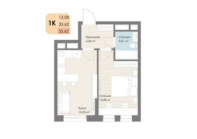 Квартира 35,6 м², 1-комнатная - изображение 3