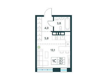 Квартира 26,7 м², студия - изображение 1