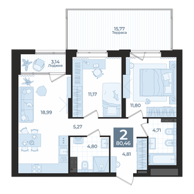 Квартира 80,5 м², 2-комнатная - изображение 1