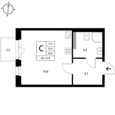 Квартира 26,6 м², студия - изображение 2