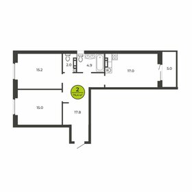 Квартира 74,4 м², 2-комнатная - изображение 1