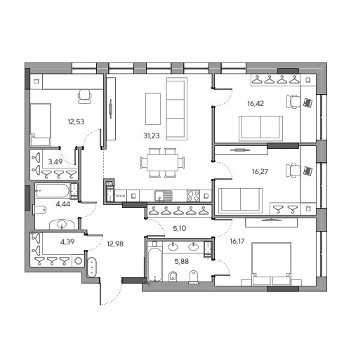 194 м², 6-комнатная квартира 52 000 000 ₽ - изображение 123