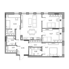 Квартира 132,1 м², 4-комнатная - изображение 4