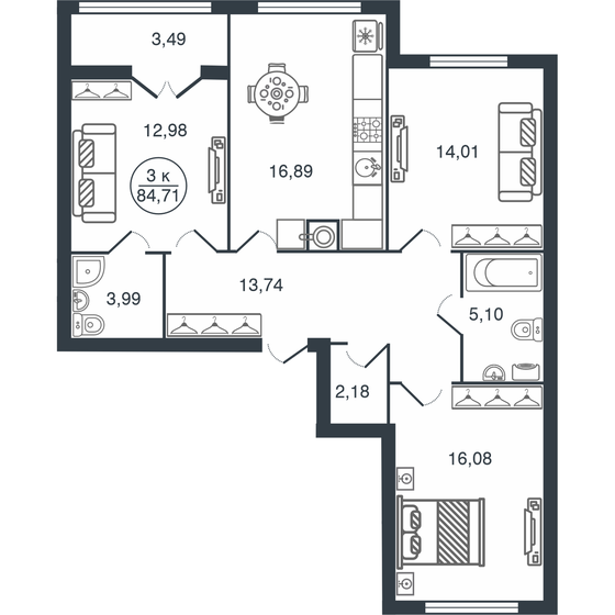 84,6 м², 3-комнатная квартира 8 680 320 ₽ - изображение 21
