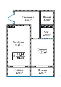 Квартира 49,4 м², 1-комнатная - изображение 1