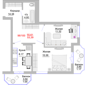 Квартира 63,6 м², 2-комнатные - изображение 1