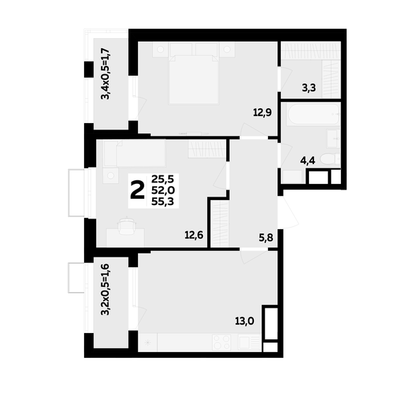 54,2 м², 2-комнатная квартира 8 024 920 ₽ - изображение 67