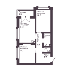 Квартира 51,5 м², 2-комнатная - изображение 1