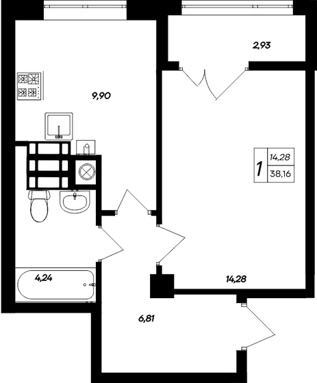 38,2 м², 1-комнатная квартира 5 380 560 ₽ - изображение 16