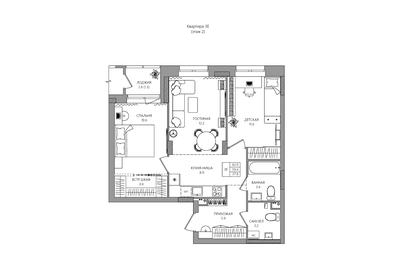 Квартира 60,7 м², 3-комнатная - изображение 1